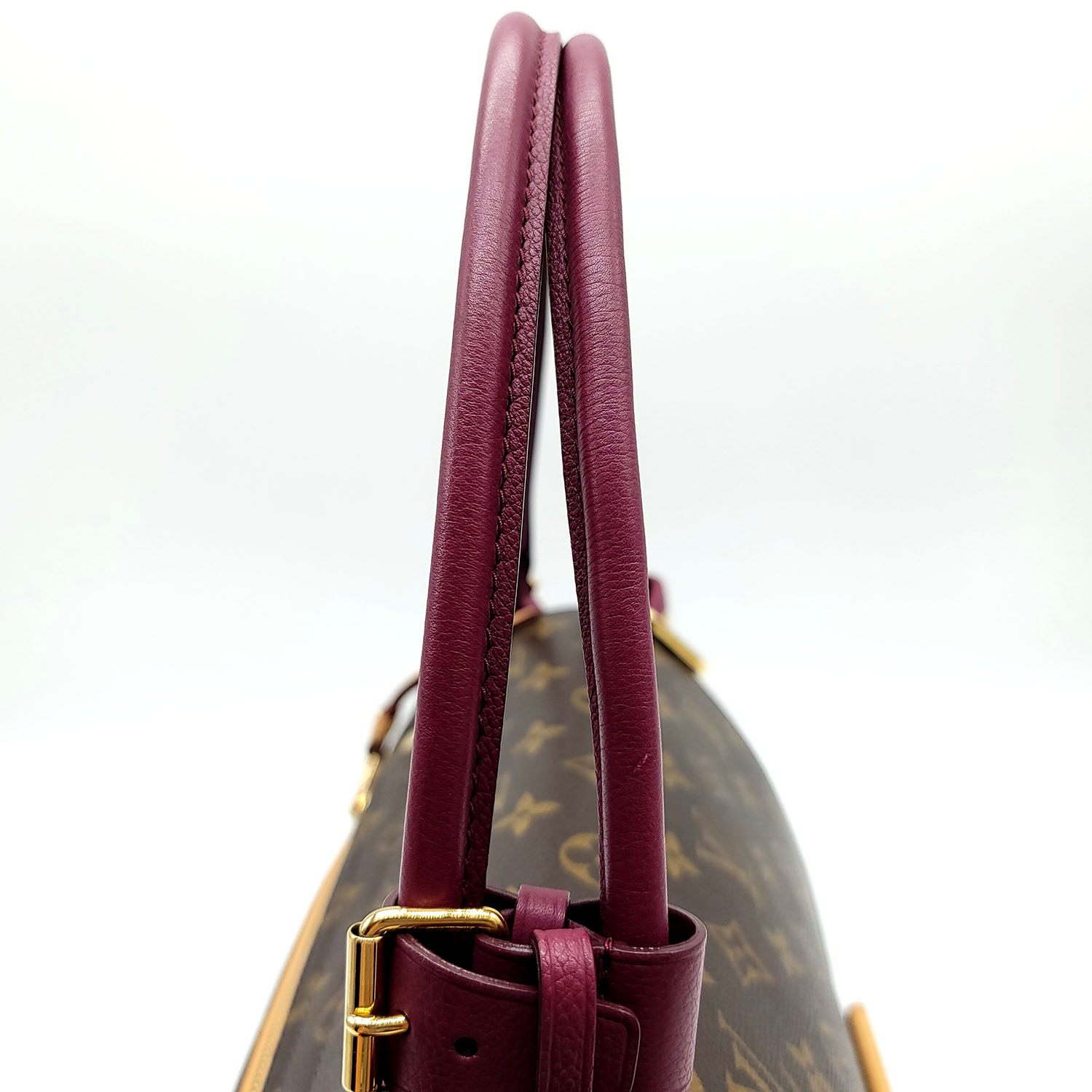 Auth Louis Vuitton Olympe Mm Purple Brown #2582L85