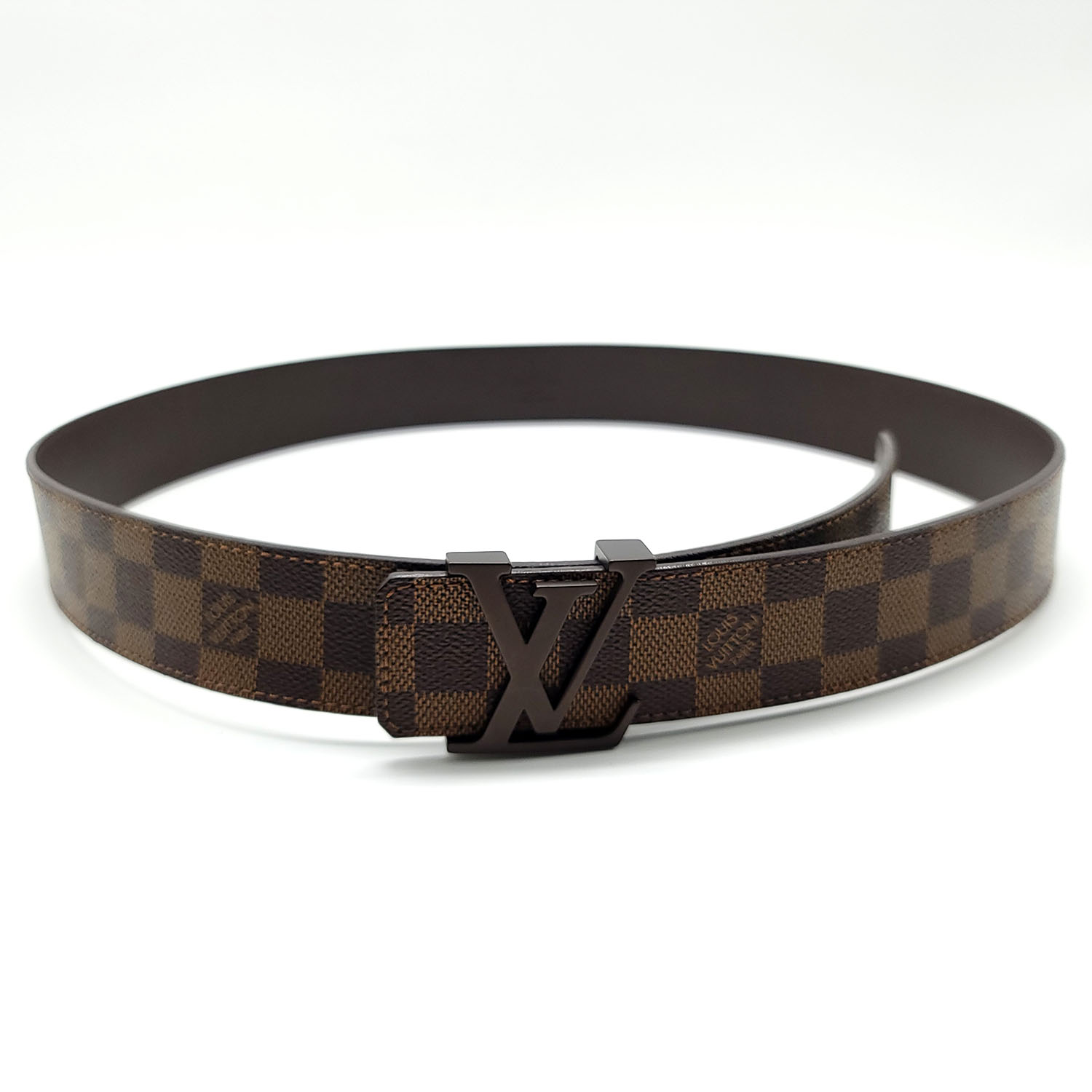 Initiales leather belt Louis Vuitton Anthracite size 100 cm in