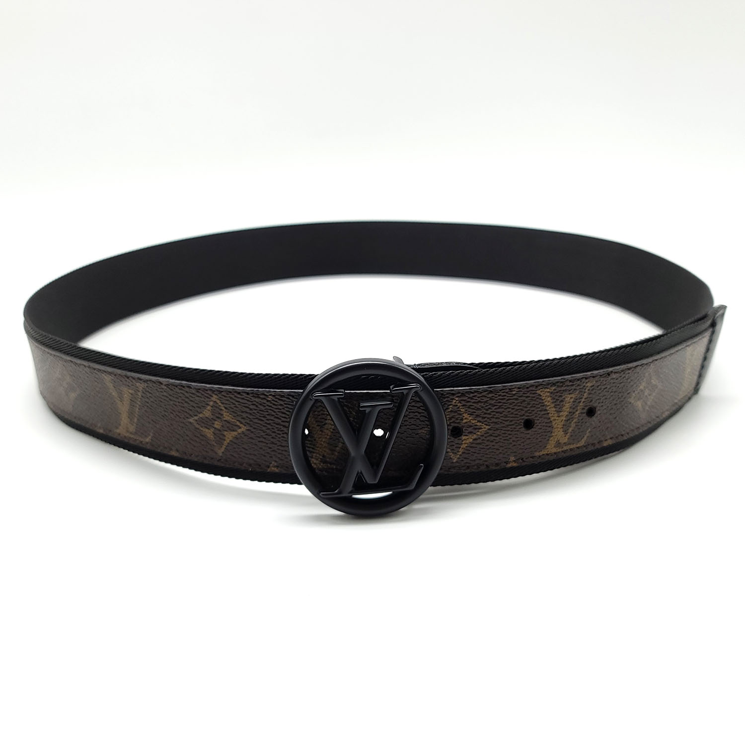 Lv circle leather belt Louis Vuitton Black size XL International
