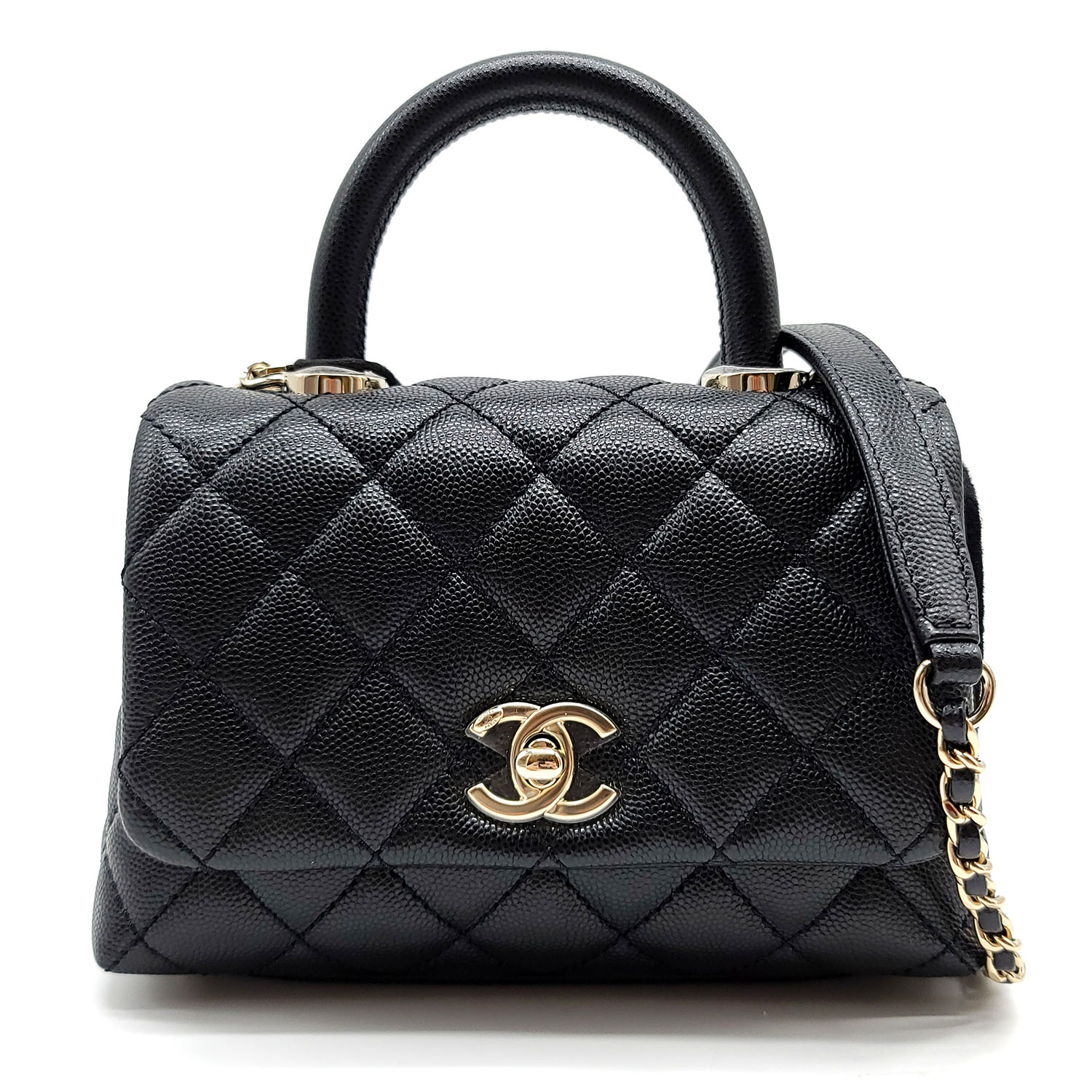Chanel Mini Coco Handle Flap Bag Black Quilted Caviar – Dr. Runway