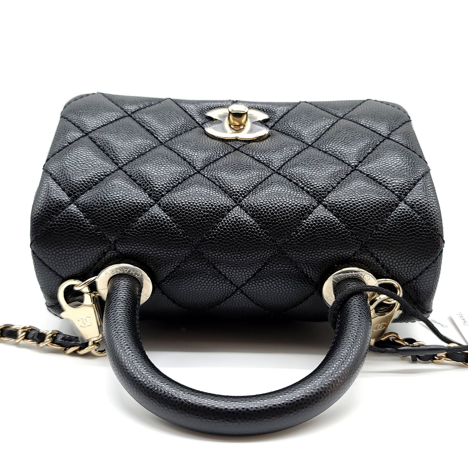 Chanel Black Quilted Caviar Coco Handle Bag Extra Mini Q6BFSJ0FKW000