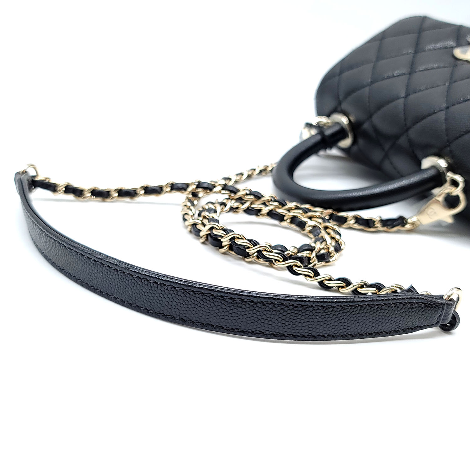 Chanel Black Quilted Caviar Coco Handle Bag Mini Q6BFSJ0FK9001