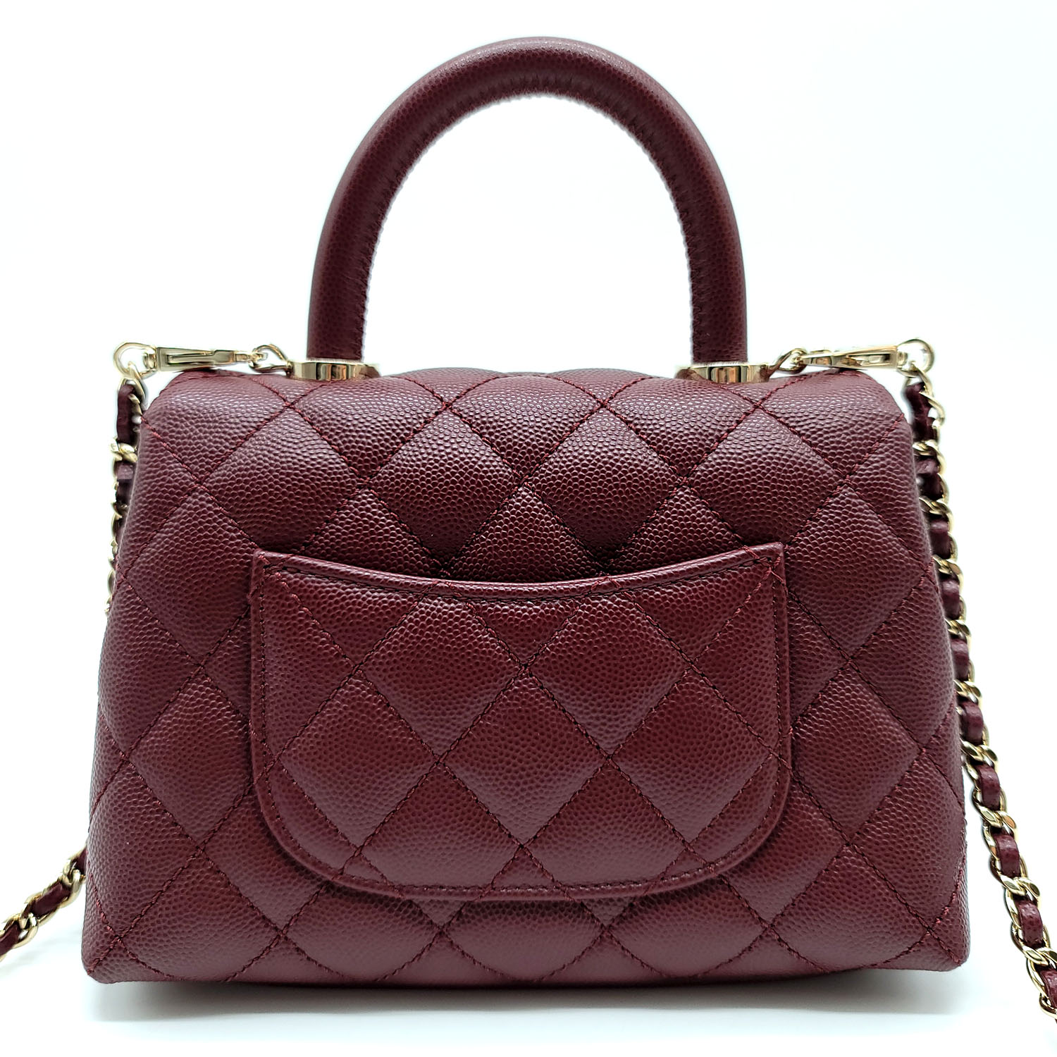 Chanel Mini Coco Handle Flap Bag Burgundy Quilted Caviar – Dr. Runway