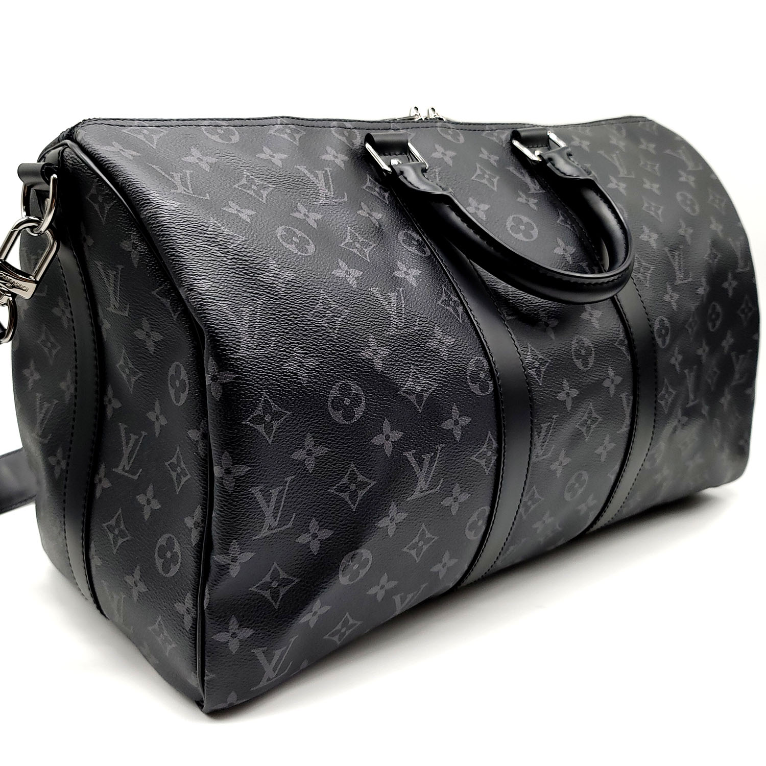 Authentic Louis Vuitton Monogram Eclipse Keepall Bandoulière 45 Travel Bag