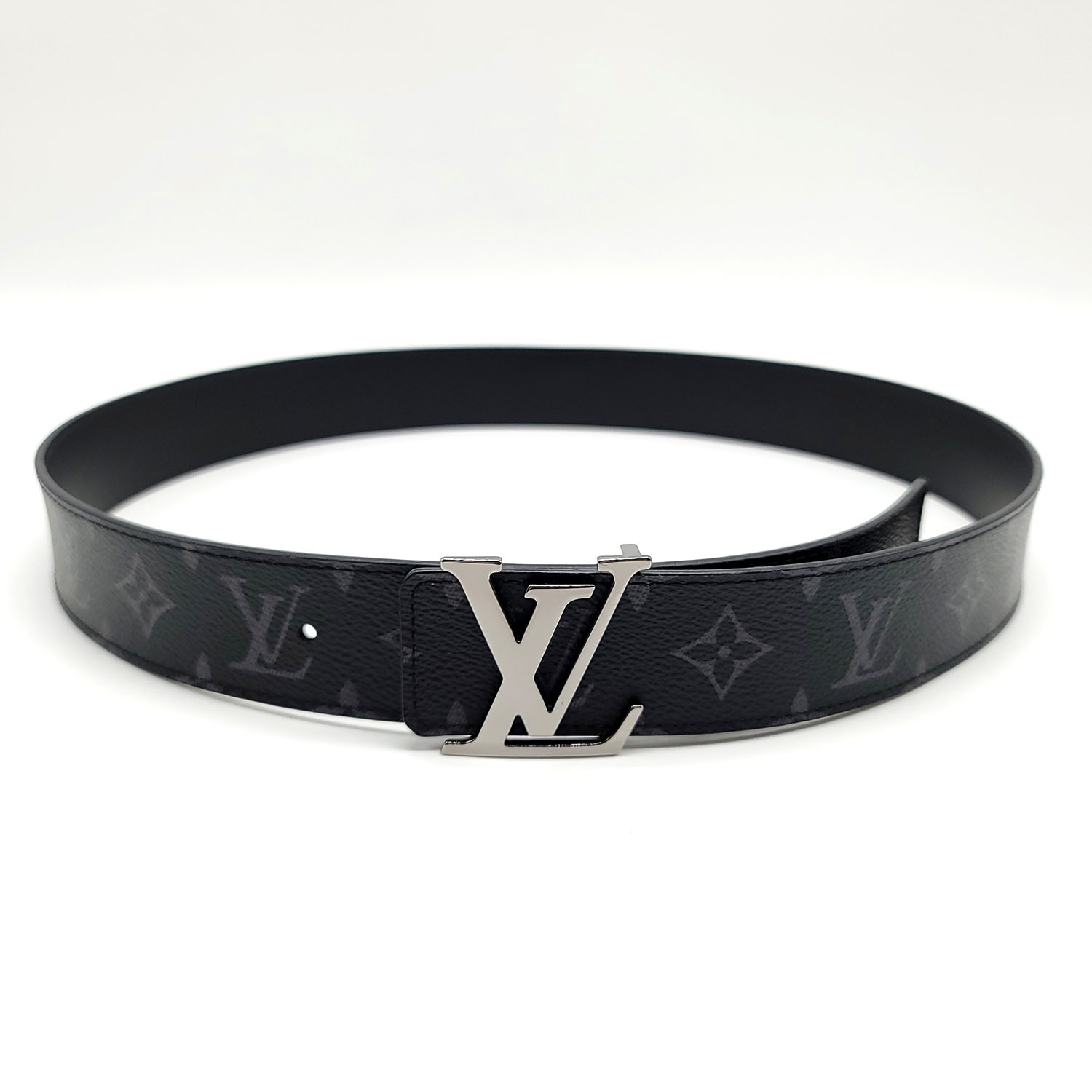 Louis Vuitton LV Initiales 40mm Matte Black Belt, Clear, 95