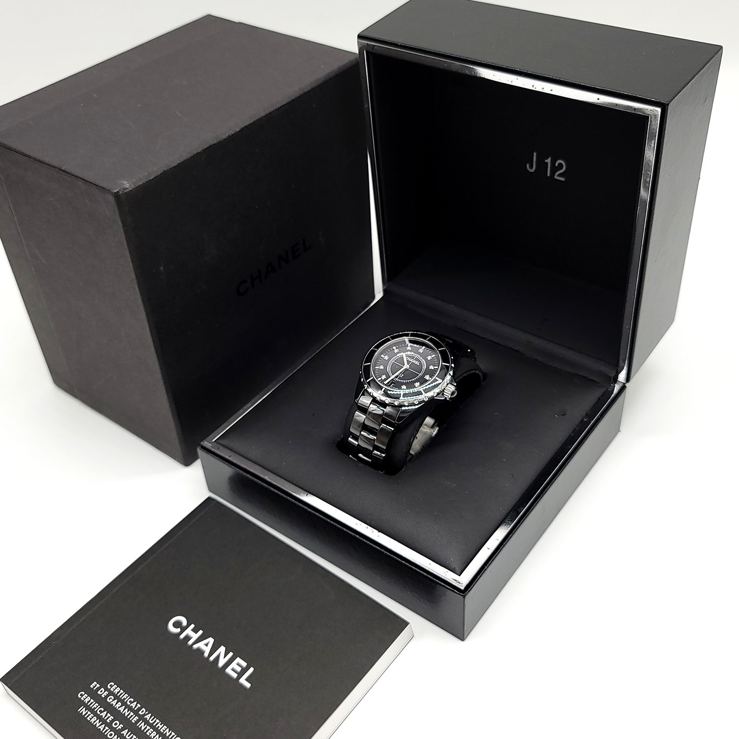 Chanel J12 Quartz Unisex Watch 38mm Black Ceramic with Diamonds – Dr ...