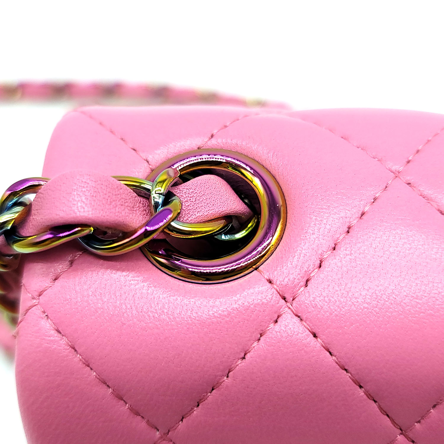 Chanel Mini Classic Flap Bag Pink Quilted Lambskin/Rainbow Hardware ...
