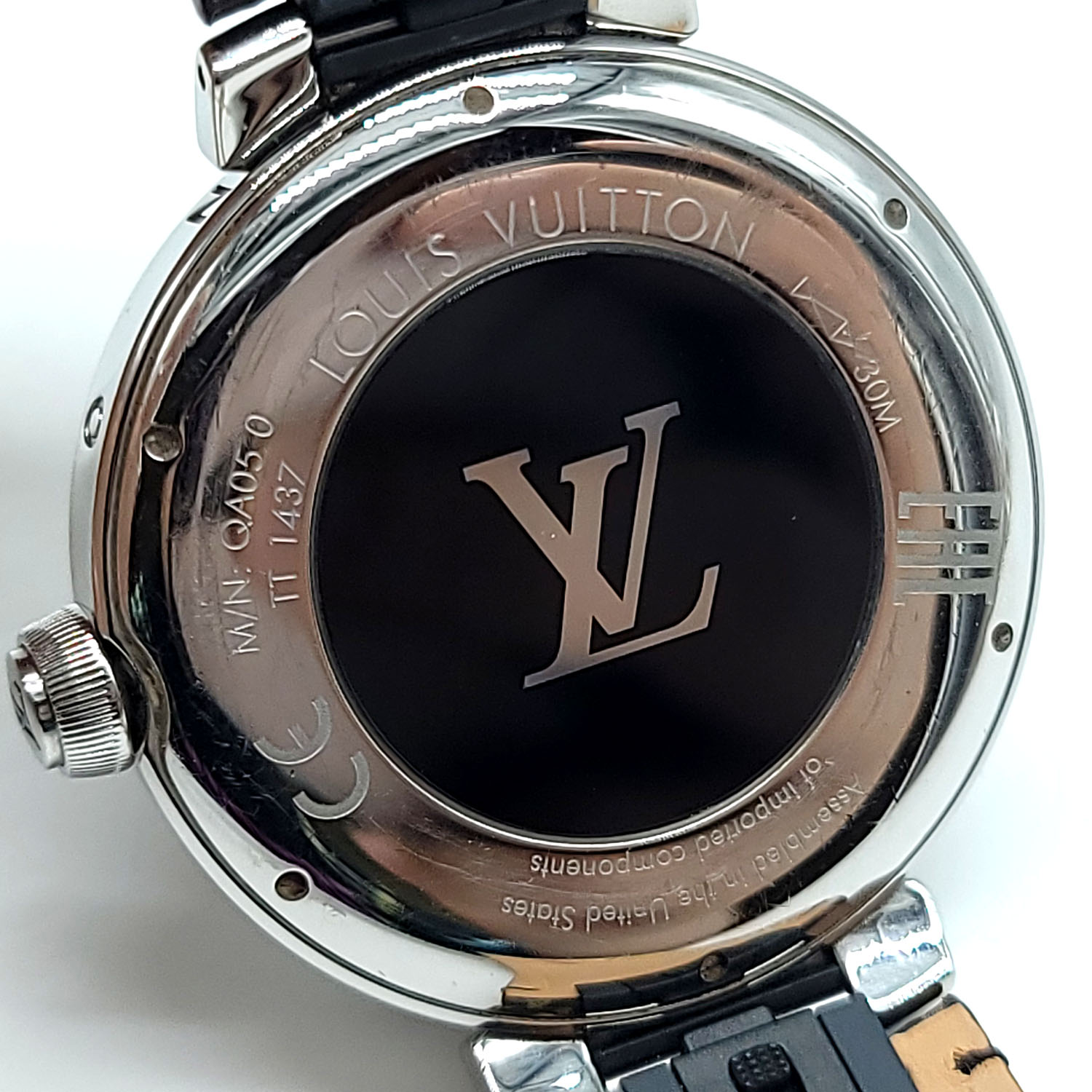 Louis Vuitton Tambour Monogram Eclipse QBB168 42mm in Stainless Steel - US