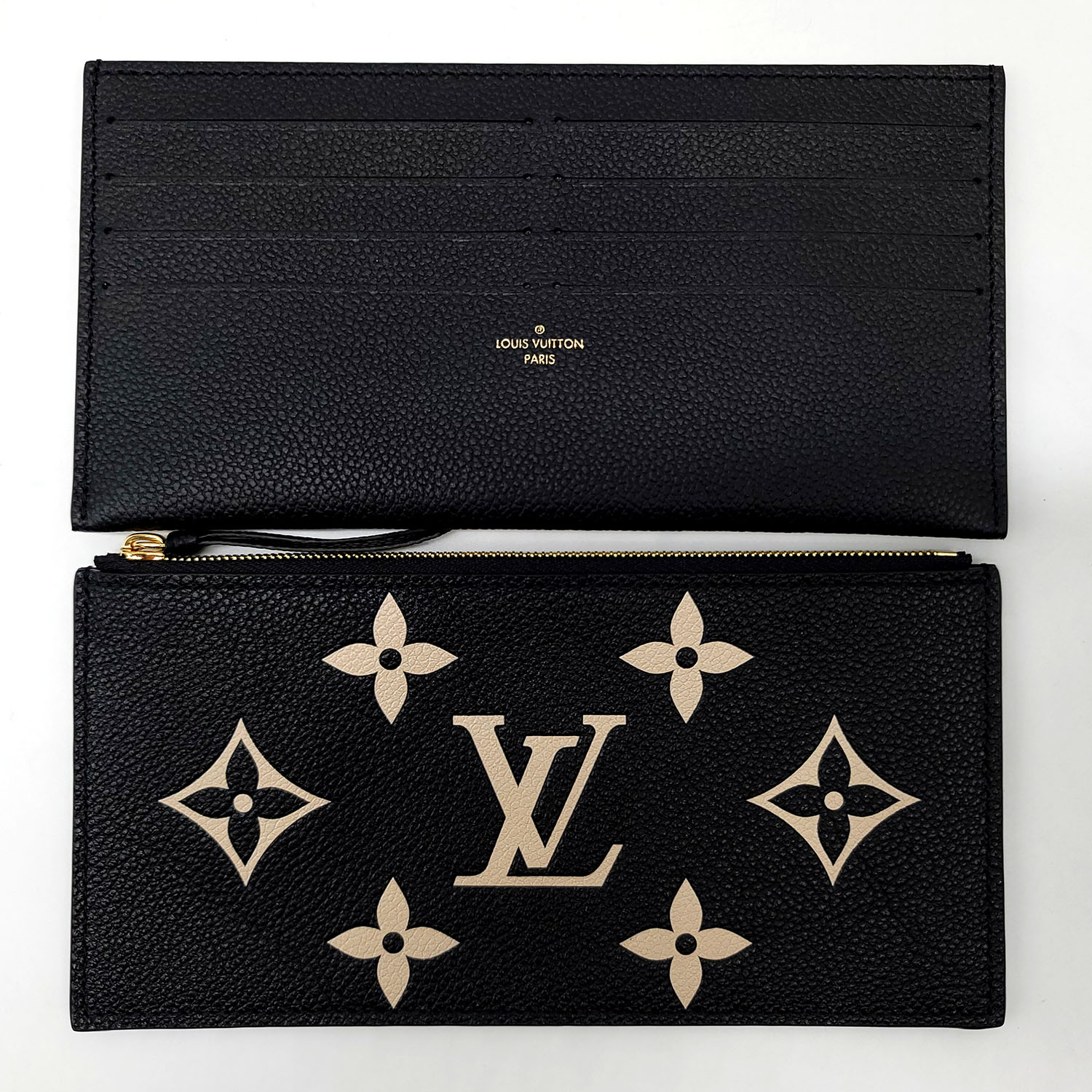 Louis Vuitton Card Holder Bicolore Black Beige Monogram Empreinte
