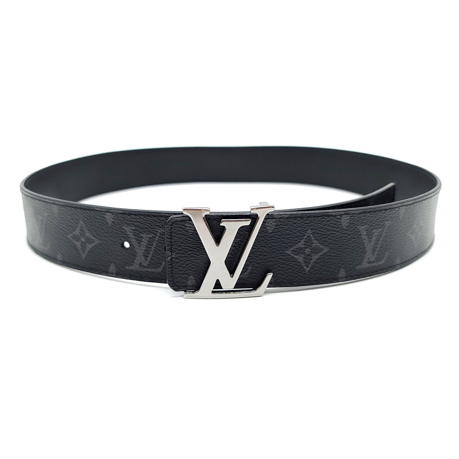 Louis Vuitton LV Initiales 35mm Reversible Belt Grey Monogram Eclipse. Size 85 cm