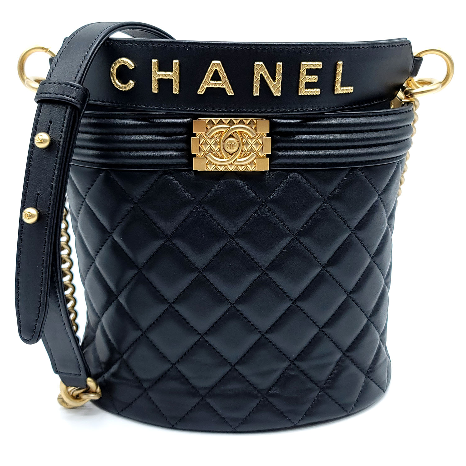 Chanel Boy Bucket Bag Black Quilted Calfskin