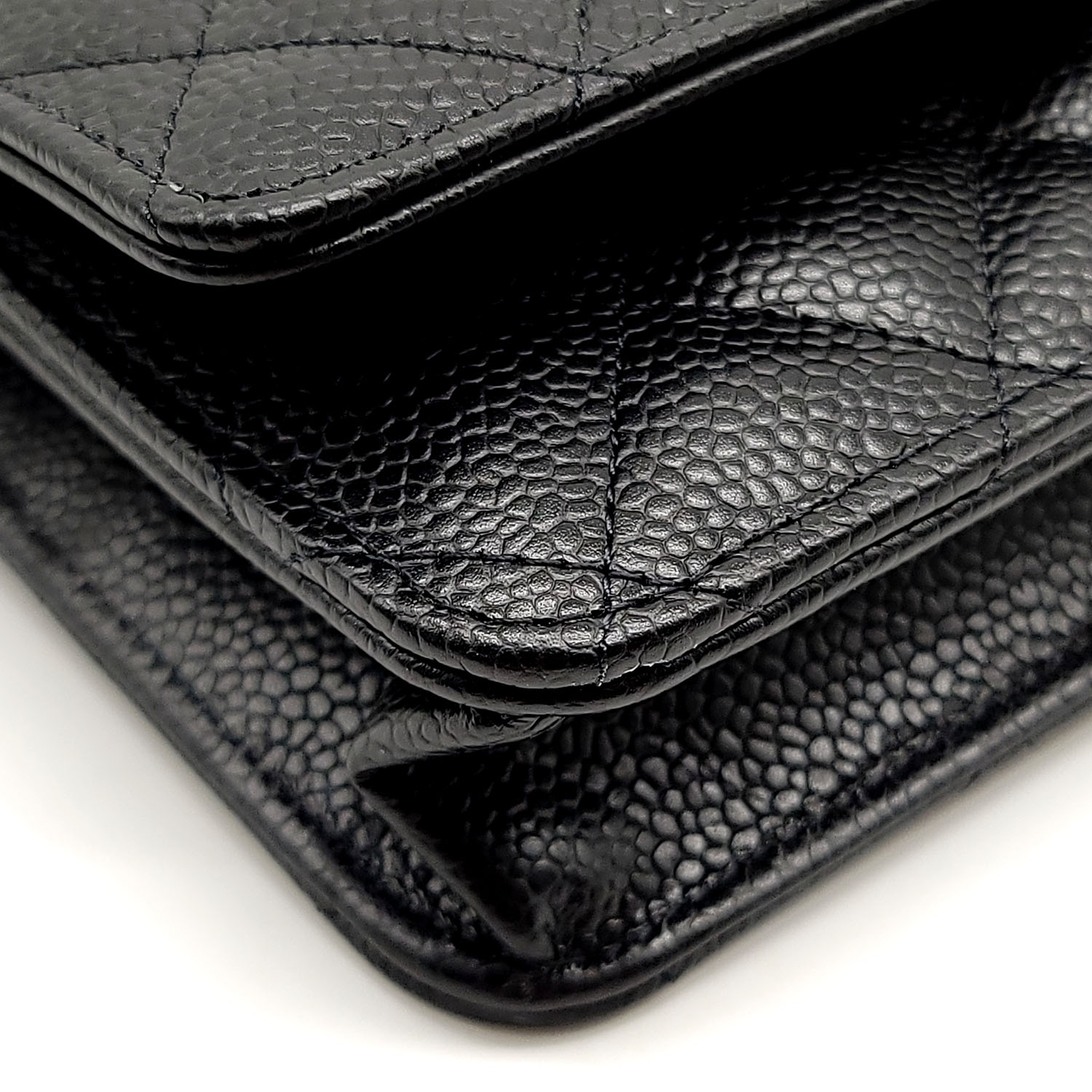 chanel black caviar long wallet