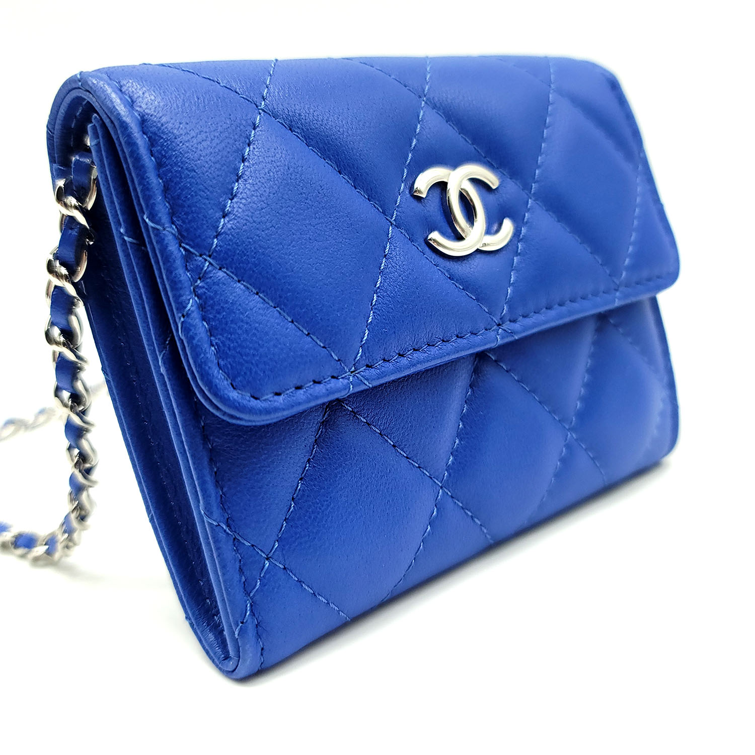 Chanel Clutch With Chain Blue Quilted Lambskin