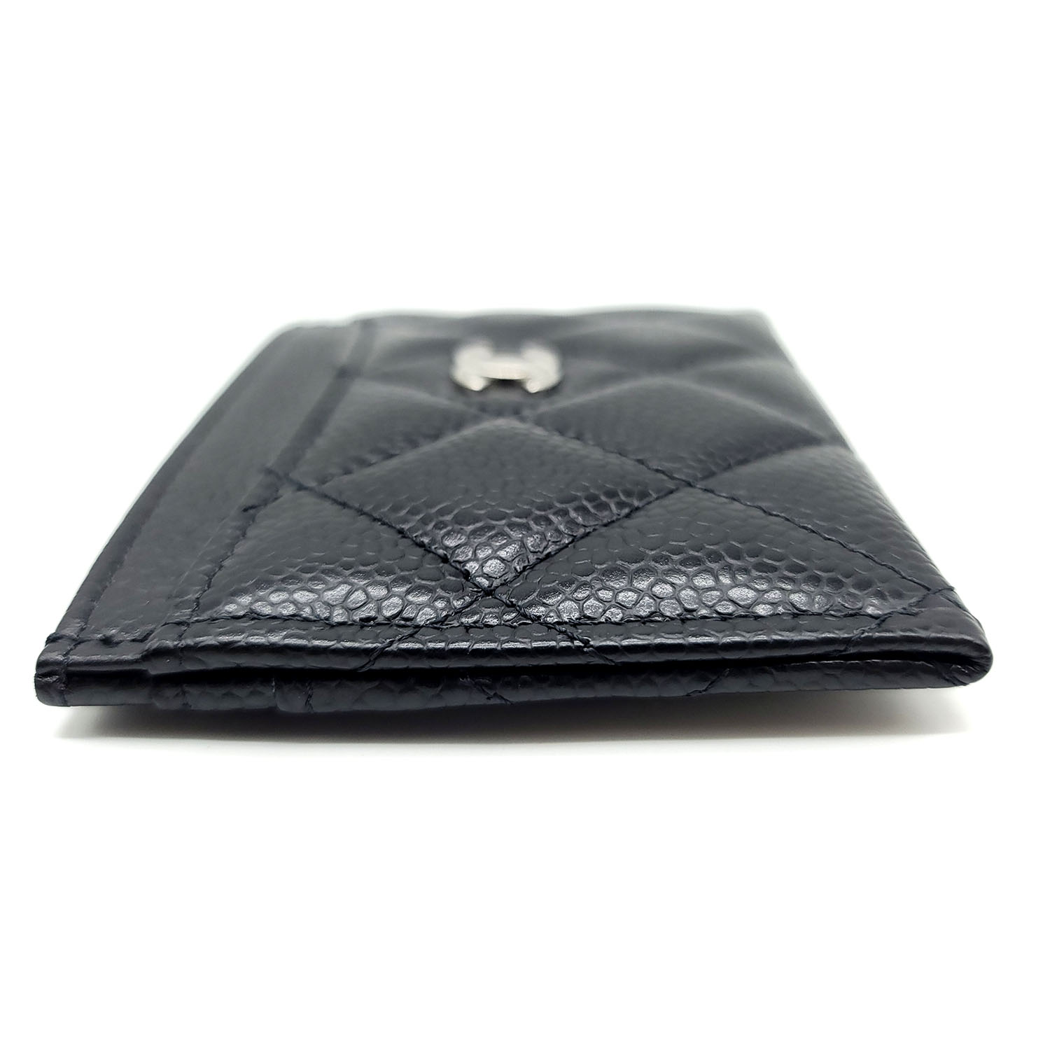 CHANEL Caviar Quilted Card Holder Wallet Black 175546