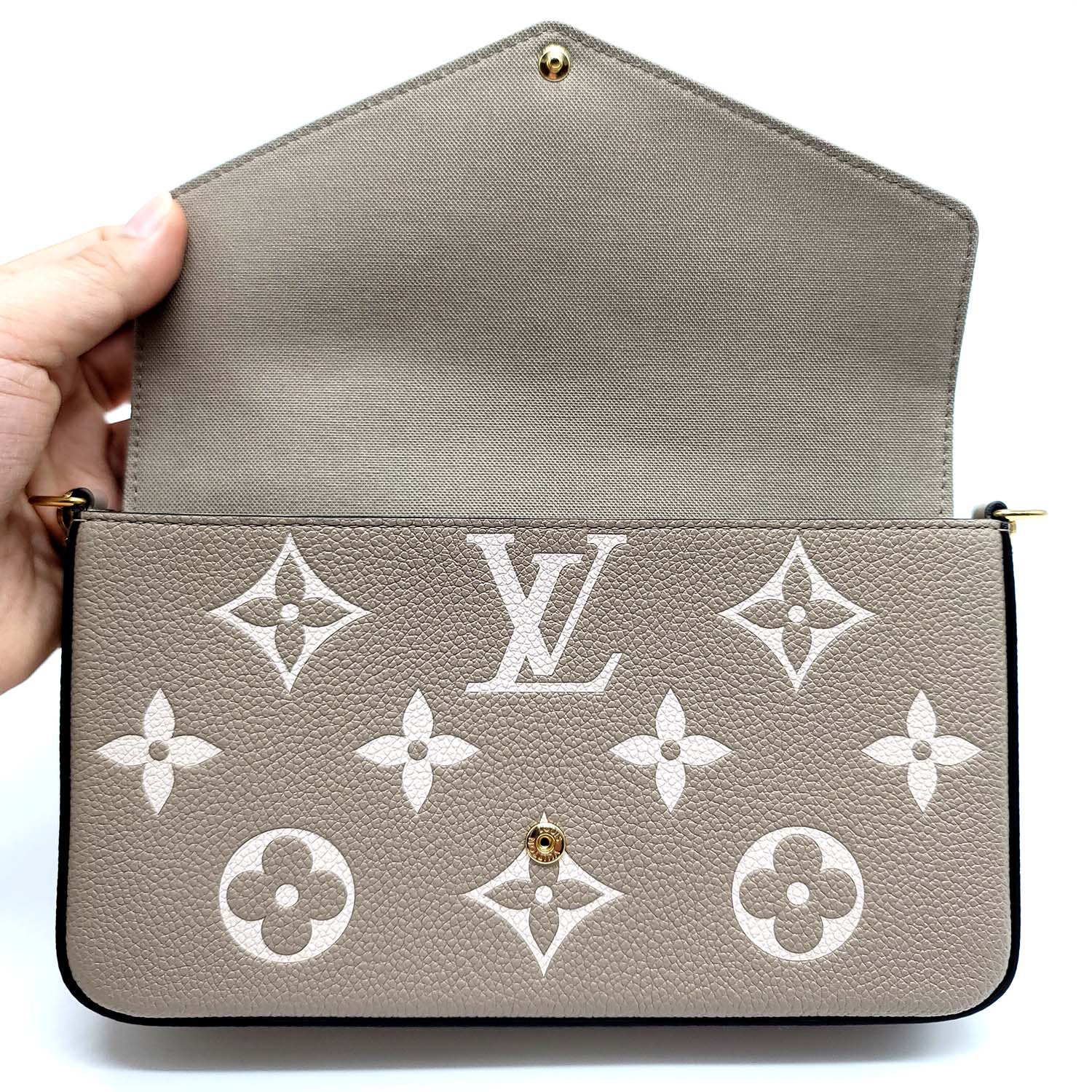 Louis Vuitton Felicie Pochette Bicolor Monogram Empreinte Dove/Cream