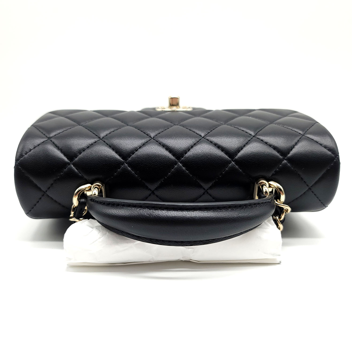 Chanel Mini Flap Bag With Top Handle Black Quilted Lambskin